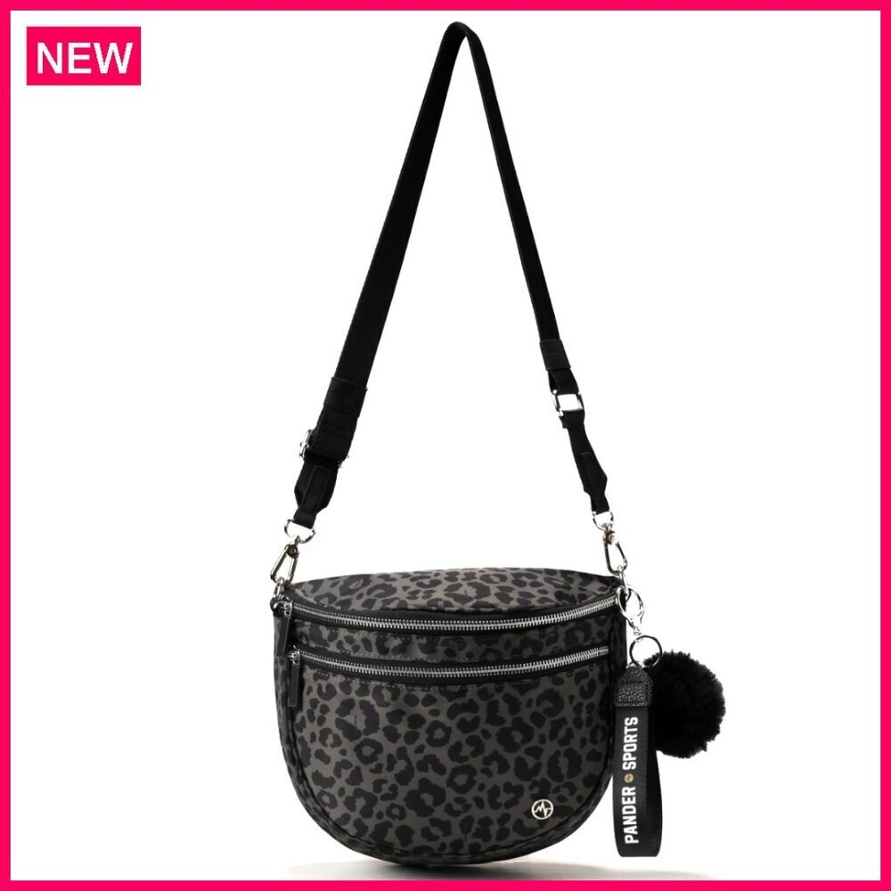 Nylon Crossbody Bum Bag with Adjustable Strap and Pompom Keychain
